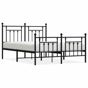 vidaXL Cadre de lit m&eacute;tal sans matelas avec pied de lit noir 150x200cm
