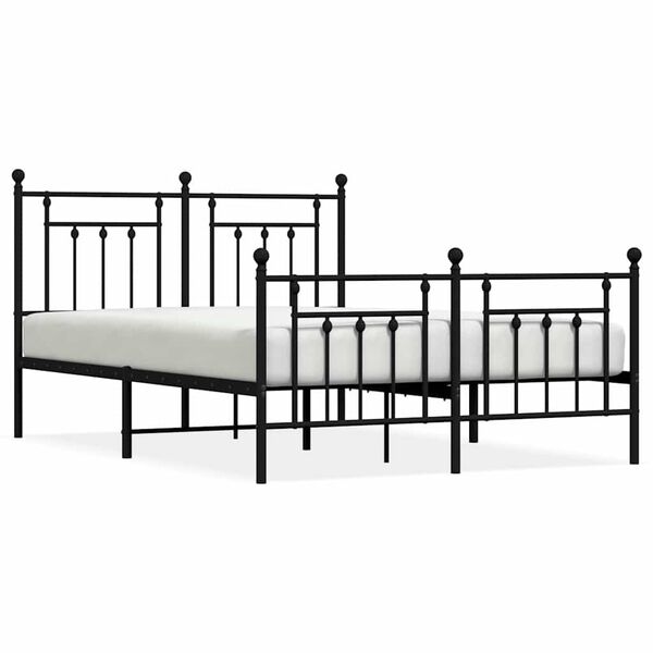 vidaXL Cadre de lit m&eacute;tal sans matelas avec pied de lit noir 150x200cm