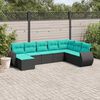 vidaXL Salon de jardin 8 pcs avec coussins noir r&eacute;sine tress&eacute;e