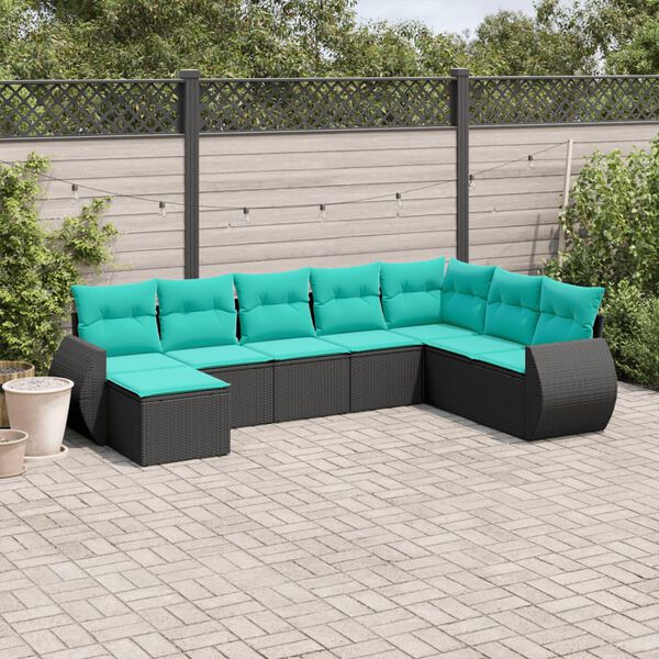 vidaXL Salon de jardin 8 pcs avec coussins noir r&eacute;sine tress&eacute;e