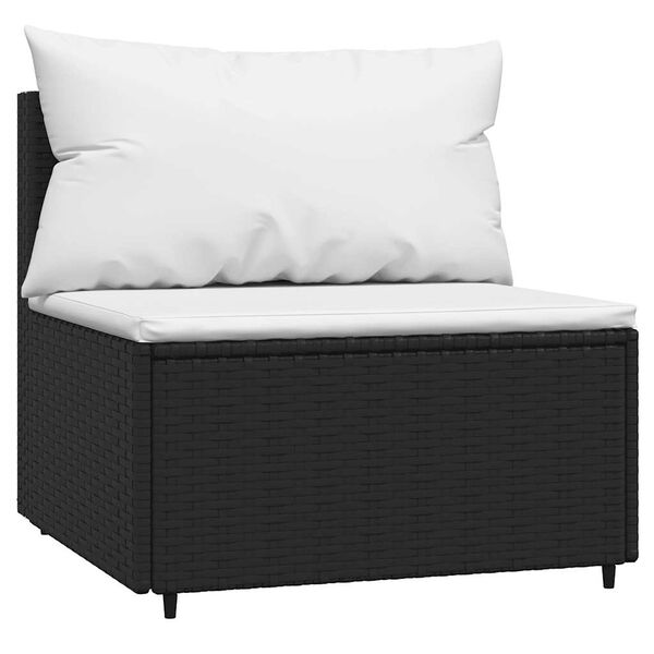 vidaXL Canapés centraux de jardin et coussins 2pcs Noir Résine tressée