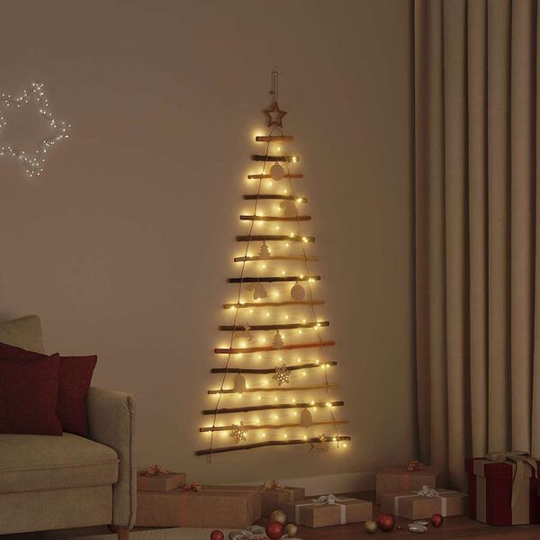 vidaXL Sapin de No&euml;l avec 80 LED Naturel 150 cm fr&ecirc;ne massif