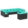 vidaXL Salon de jardin avec coussins 12 pcs noir r&eacute;sine tress&eacute;e