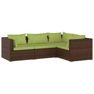 vidaXL Salon de jardin 4 pcs avec coussins R&eacute;sine tress&eacute;e Marron