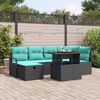 vidaXL Ensemble de canap&eacute; de jardin avec coussin 7 pcs Noir Poly rotin
