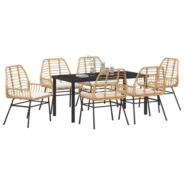 vidaXL Ensemble de salle &agrave; manger pour jardin 7 pcs Marron polyrotin