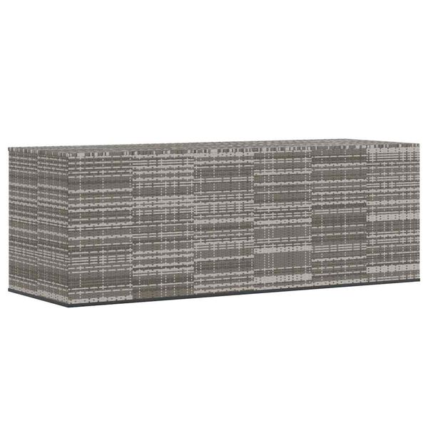 vidaXL Bo&icirc;te &agrave; coussins de jardin R&eacute;sine tress&eacute;e 291x100,5x104 cm Gris