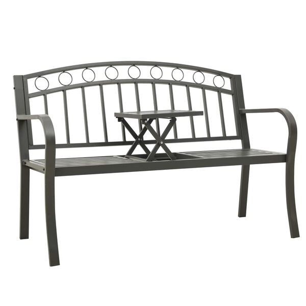vidaXL Banc de jardin avec une table 125 cm acier gris