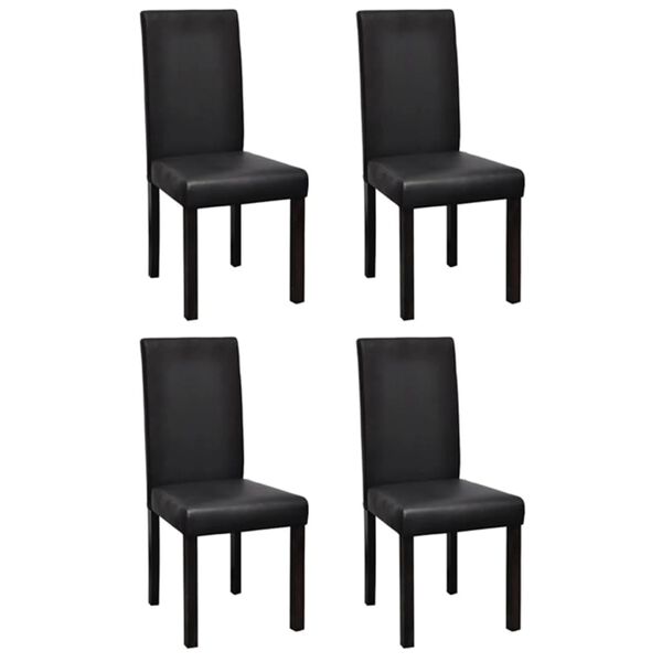 vidaXL Chaises &agrave; manger lot de 4 noir similicuir