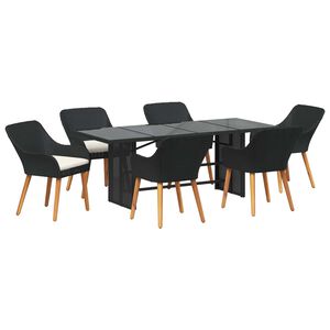 vidaXL Ensemble de salle &agrave; manger pour jardin 7 pcs Noir polyrotin