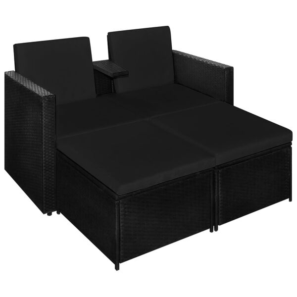 vidaXL Salon de jardin 3 pcs avec coussins R&eacute;sine tress&eacute;e Noir