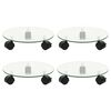 vidaXL Supports roulants &agrave; plantes 4 pcs 28 cm Verre tremp&eacute; Rond