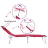 vidaXL Chaise longue pliable avec auvent acier et tissu rouge