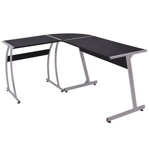 vidaXL Bureau d'angle en forme de L Noir