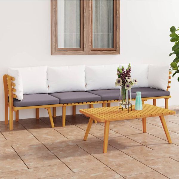 vidaXL Salon de jardin 4 pcs avec coussins Bois d'acacia solide