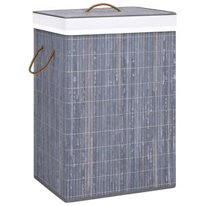 vidaXL Panier &agrave; linge avec 2 sections bambou gris 72 L