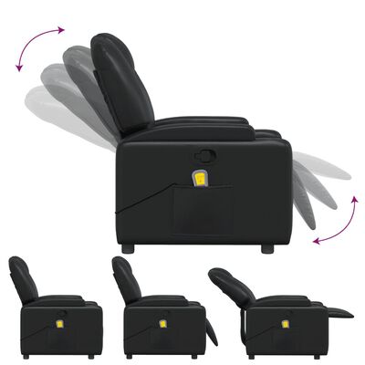 vidaXL Fauteuil de massage inclinable Noir Similicuir