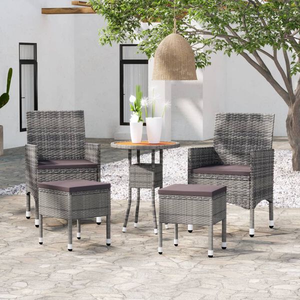 vidaXL Salon de jardin 5 pcs R&eacute;sine tress&eacute;e Gris