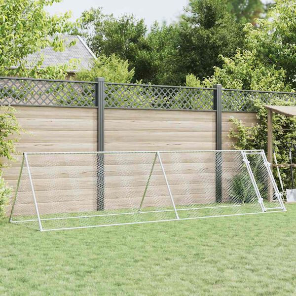 vidaXL Cage pour poules argent&eacute; 400x105x91 cm acier galvanis&eacute;