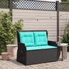 vidaXL Banc inclinable de jardin avec coussins noir résine tressée