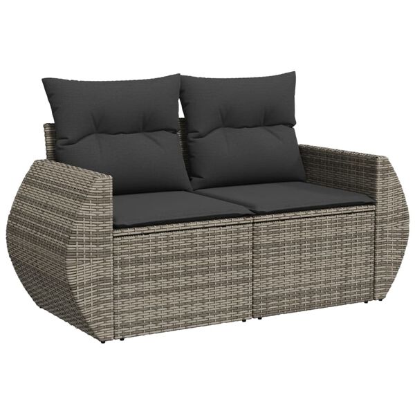 vidaXL Salon de jardin 11 pcs avec coussins gris r&eacute;sine tress&eacute;e