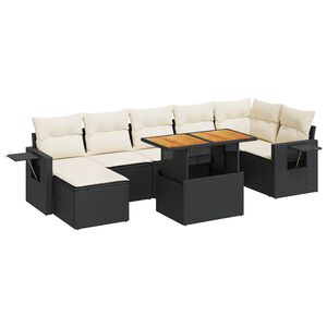 vidaXL Salon de jardin 8 pcs avec coussins noir r&eacute;sine tress&eacute;e