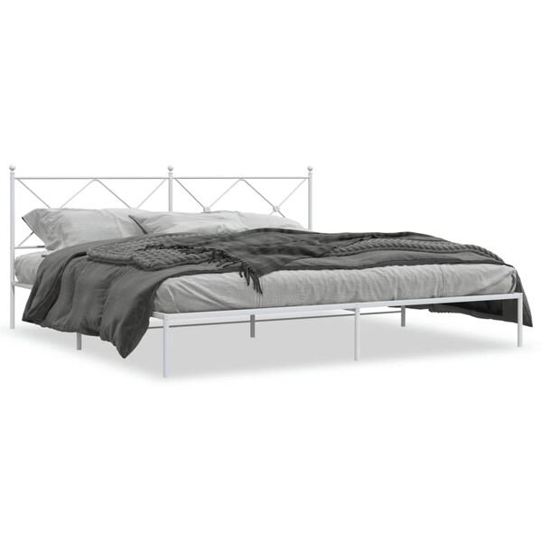 vidaXL Cadre de lit métal sans matelas et tête de lit blanc 193x203 cm