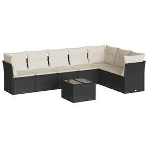 vidaXL Salon de jardin 8 pcs avec coussins noir r&eacute;sine tress&eacute;e