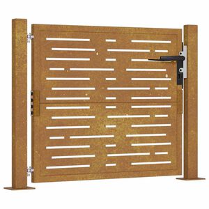vidaXL Portail de jardin 100x100 cm en acier Corten, design carr&eacute;