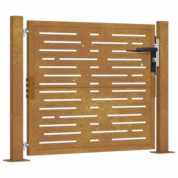 vidaXL Portail de jardin 100x100 cm en acier Corten, design carr&eacute;