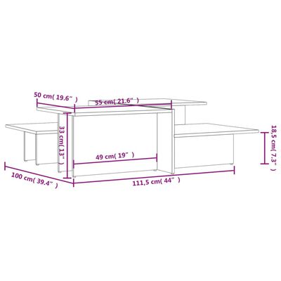 vidaXL Tables basses 2 pcs Sonoma gris Bois d'ingénierie