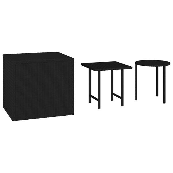vidaXL Tables d'appoint de jardin 3 pcs noir r&eacute;sine tress&eacute;e