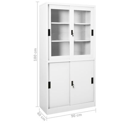 vidaXL Armoire de bureau et porte coulissante Blanc 90x40x180 cm Acier