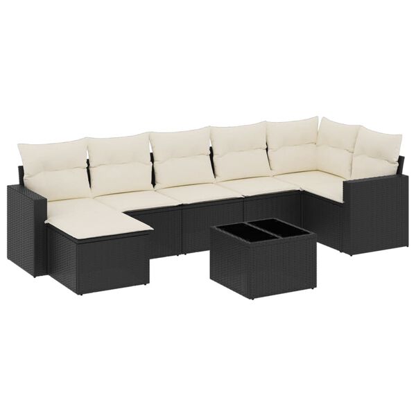 vidaXL Salon de jardin 8 pcs avec coussins noir r&eacute;sine tress&eacute;e