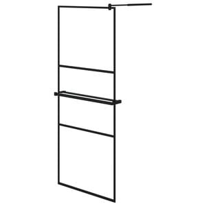 vidaXL Paroi de douche avec &eacute;tag&egrave;re Noir 80x195 cm Verre ESG&Aluminium