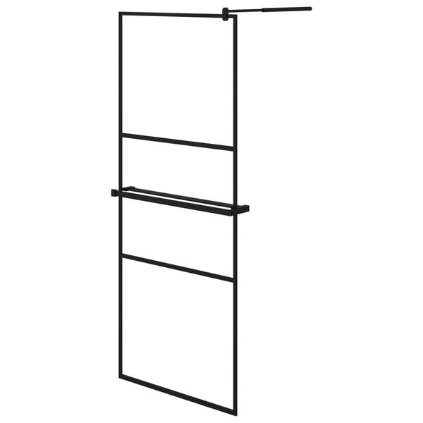 vidaXL Paroi de douche avec &eacute;tag&egrave;re Noir 80x195 cm Verre ESG&Aluminium