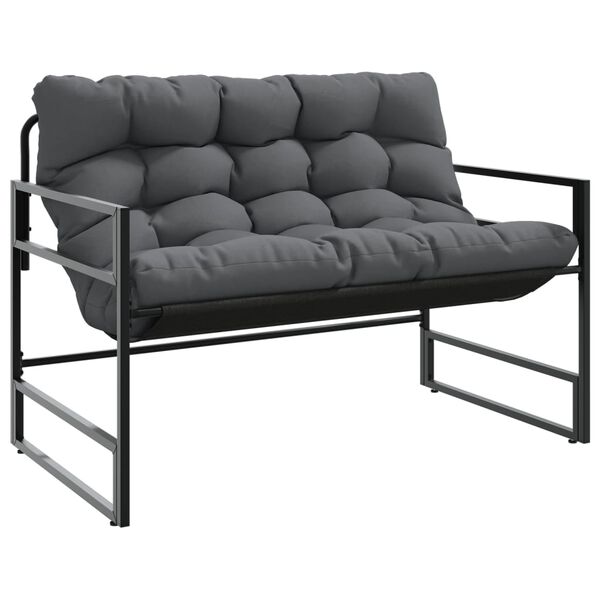 vidaXL Banc de jardin avec coussin anthracite 113 cm acier