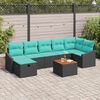 vidaXL Ensemble de canapé de jardin avec coussin 8 pcs Noir Poly rotin