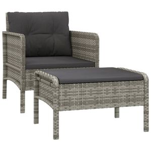 vidaXL Salon de jardin 2 pcs avec coussins Gris R&eacute;sine tress&eacute;e