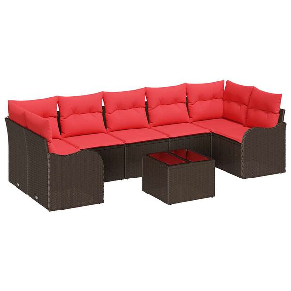 vidaXL Ensemble de Canapés avec coussin 8 pcs Marron polyrotin