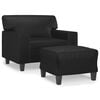 vidaXL Fauteuil avec repose-pied Noir 60 cm Similicuir