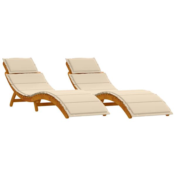 vidaXL Chaise longue 2 pcs Beige 184 x 55 x 64cm Bois d'acacia massif