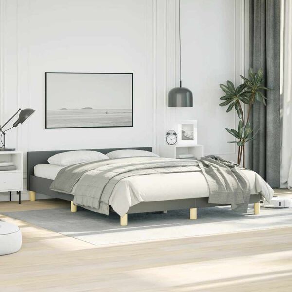 vidaXL Cadre de lit sans matelas gris foncé tissu