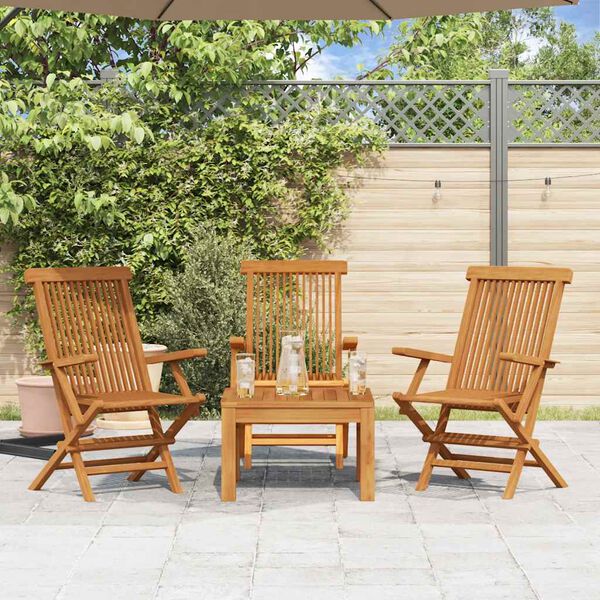 vidaXL Chaises de jardin lot de 3 Bois de teck massif