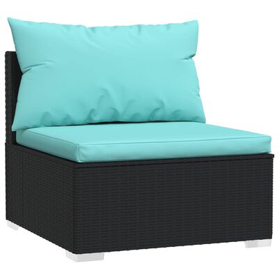 vidaXL Salon de jardin 7 pcs avec coussins Noir Résine tressée