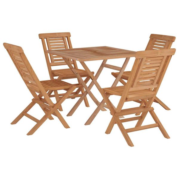 vidaXL Ensemble &agrave; manger de jardin 5 pcs Bois de teck massif