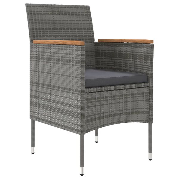 vidaXL Ensemble &agrave; manger de jardin et coussins 5pcs Gris/noir