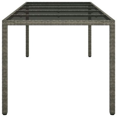 vidaXL Table de jardin gris 250x100x75 cm Verre trempé et poly rotin