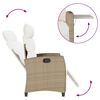 vidaXL Chaise de jardin inclinable et table d'appoint beige polyrotin