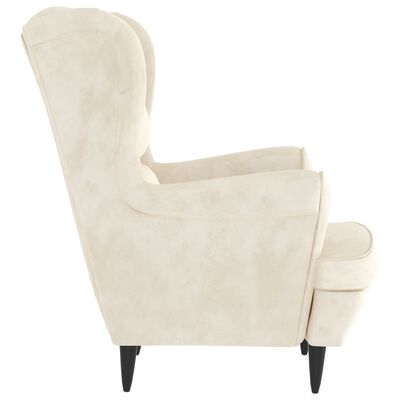 vidaXL Fauteuil blanc crème velours